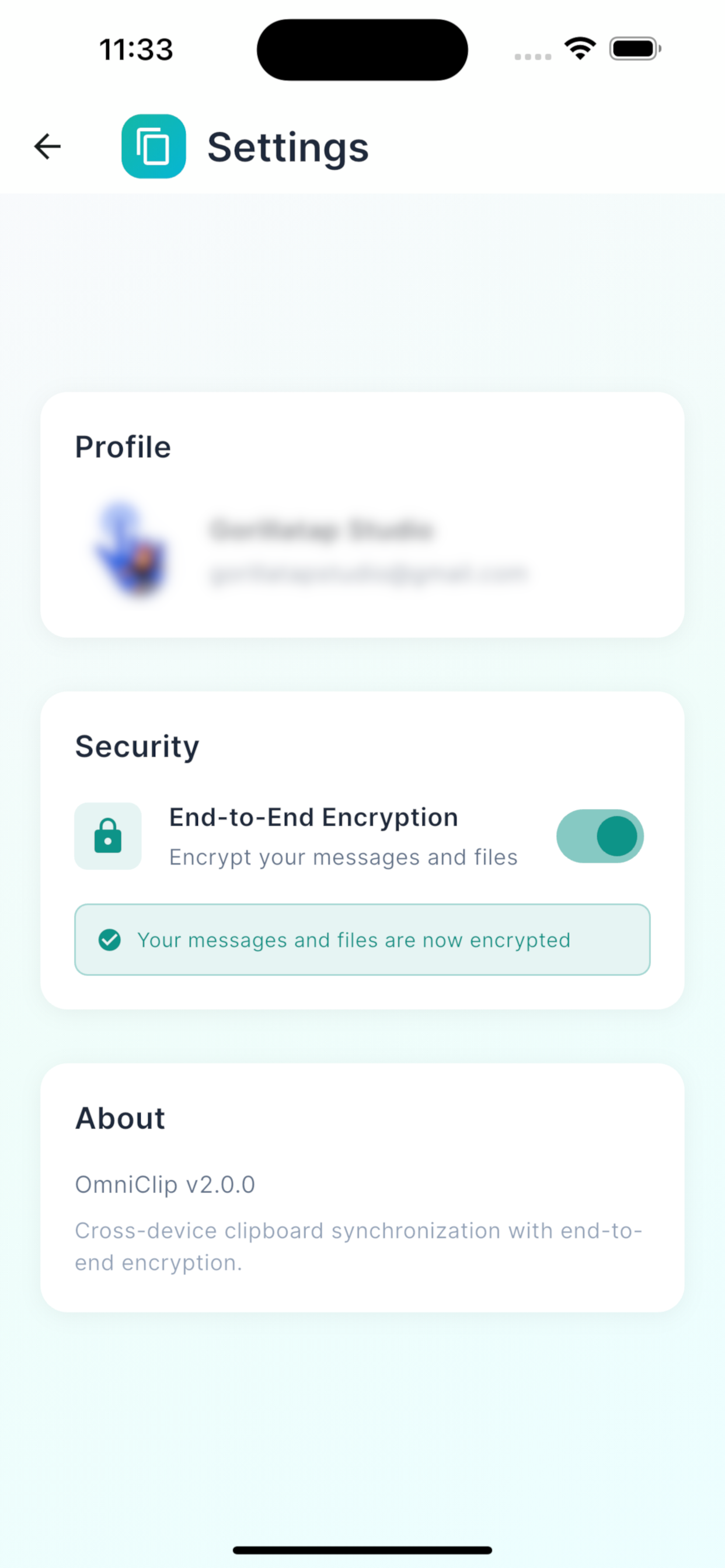 OmniClip Security Settings